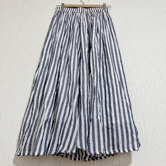 Samamo Striped Flare Long Skirt Blue/White - Picture 6 of 6